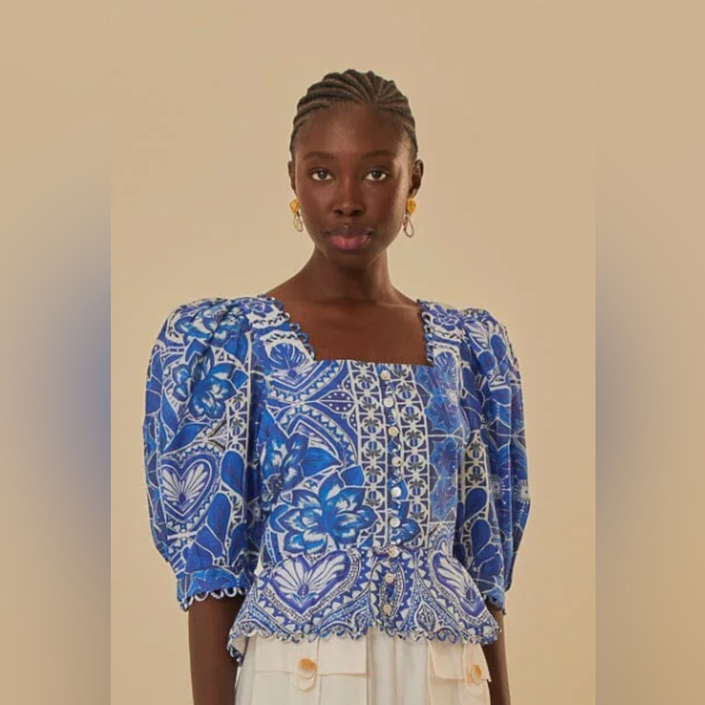 FARM Rio Blue Floral Blouse